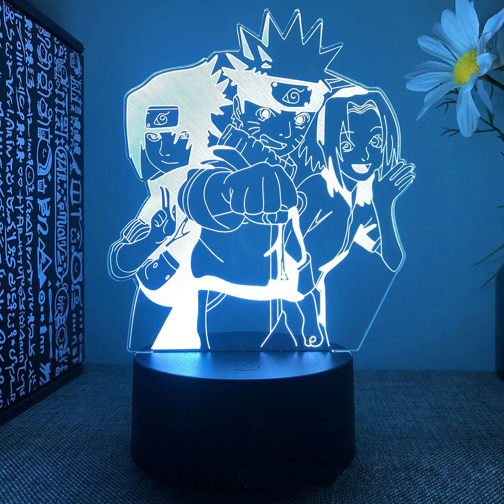 Anime Naruto Uzumaki LED Night Light Toys Akatsuki Kakashi Hatake Kid Bedroom Nightlight Itachi Uchiha 3D 7/16 Colors Lamp Decor