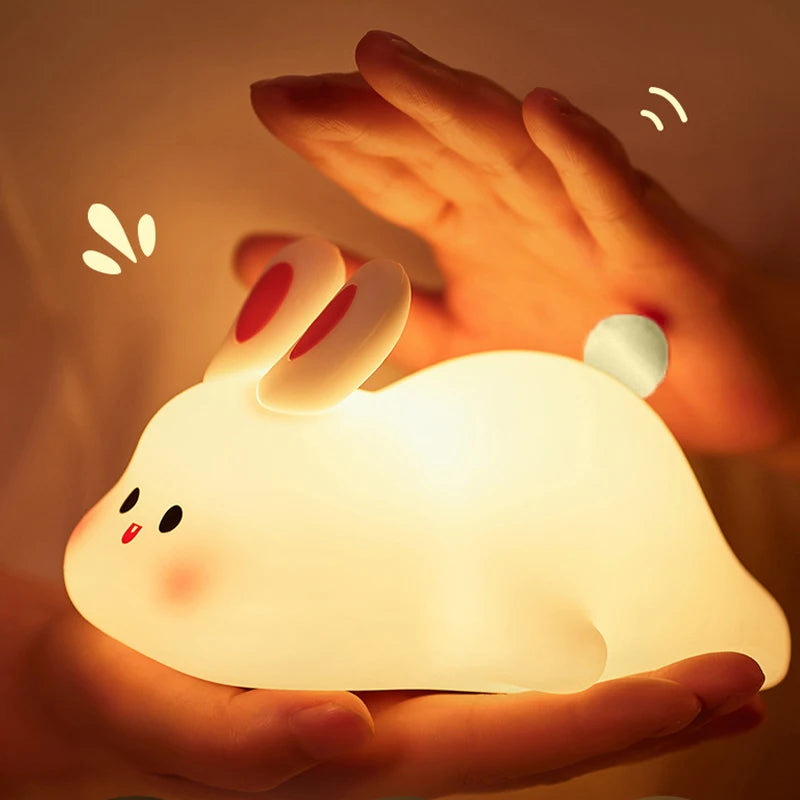 Cute Rabbit Lamp Decorations Desk Accessories Bunny Lamp Panda Light Ornament Cartoon Reading Light Easter Gifts