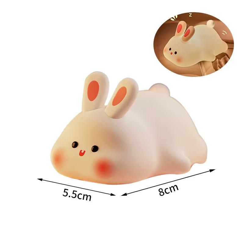 Cute Rabbit Lamp Decorations Desk Accessories Bunny Lamp Panda Light Ornament Cartoon Reading Light Easter Gifts