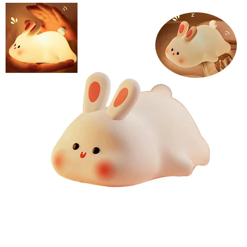 Cute Rabbit Lamp Decorations Desk Accessories Bunny Lamp Panda Light Ornament Cartoon Reading Light Easter Gifts