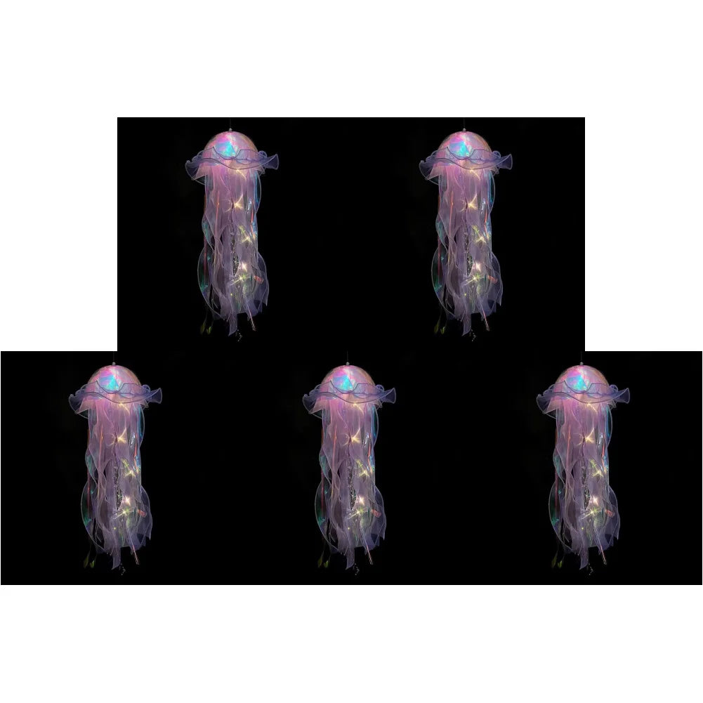 5-1PCS RGB Jellyfish Lamp Colorful Night Light Jellyfish Atmosphere Light Lamp Hanging Ceiling Lantern Creative Jellyfish Lamp