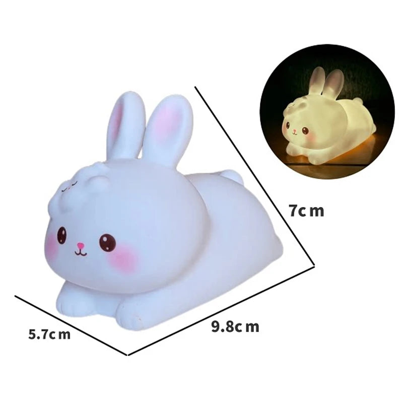 Cute Rabbit Lamp Decorations Desk Accessories Bunny Lamp Panda Light Ornament Cartoon Reading Light Easter Gifts