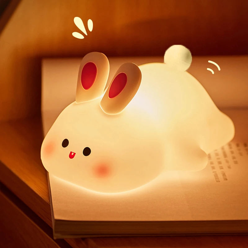 Cute Rabbit Lamp Decorations Desk Accessories Bunny Lamp Panda Light Ornament Cartoon Reading Light Easter Gifts