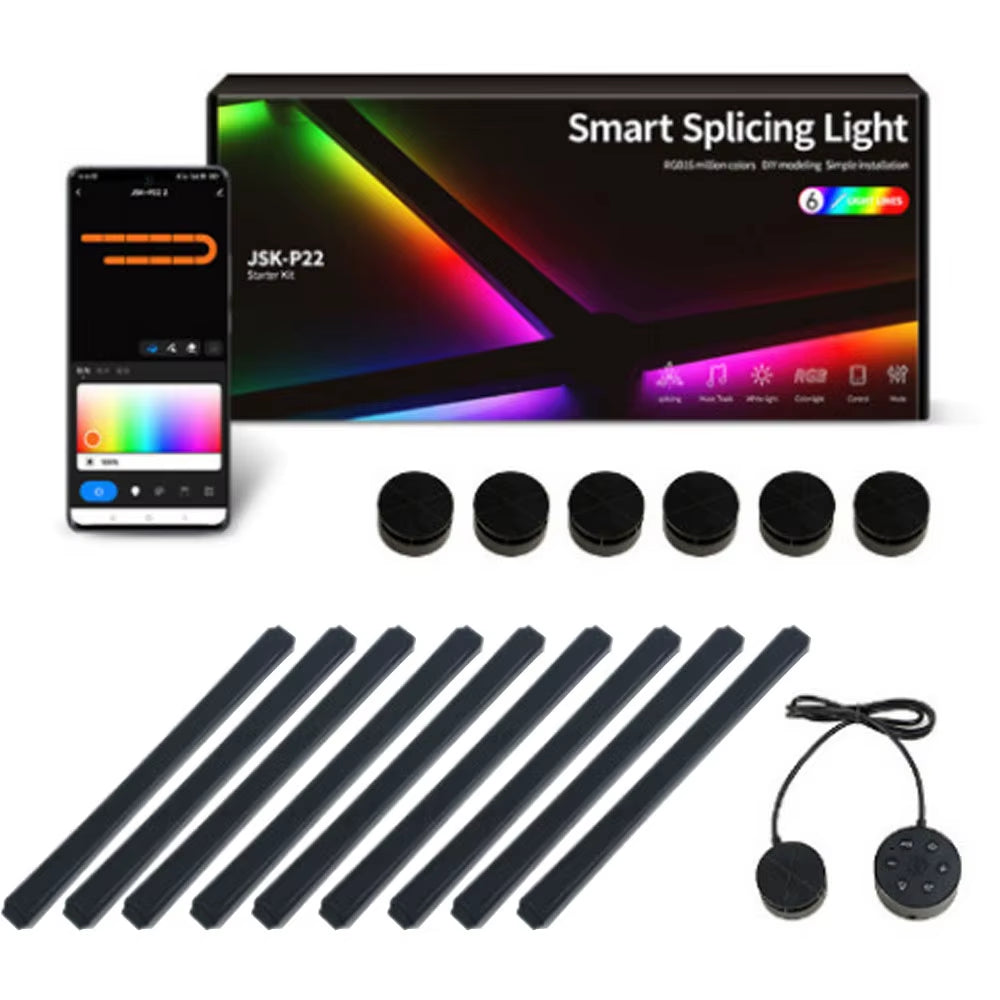 Splicing Light DIY Atmosphere Light RGB Smart Wall Light Voice Control Lamp for Esports Room Bedroom Bar Decoration Night Light