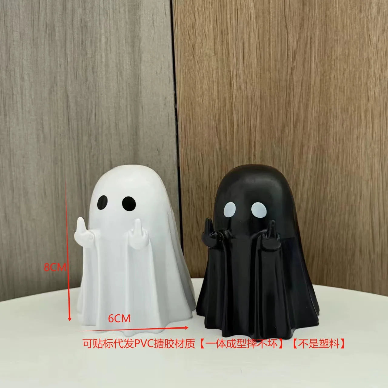 Cute Middle Finger Ghost Statue, Small Halloween Decor for Home, Centerpiece for Coffee Table, Adorable Horror Figure